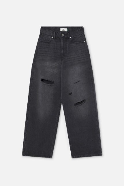 Scuffers Jumbo Ripped Pants Washed Black Front | RL4-24968